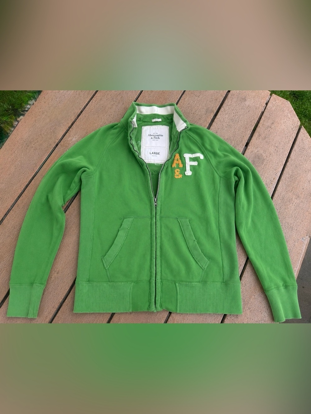 Abercrombie & Fitch Green Full Zip Track Jacket – Large
